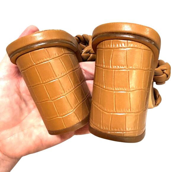 Sincerely Jules high heel slides sandals dressy nude tan braided straps size 10 - Picture 11 of 11